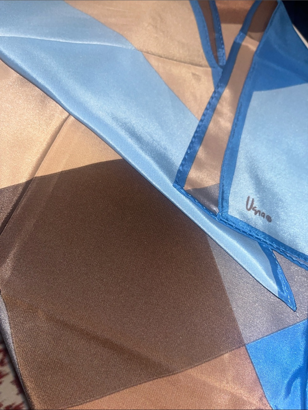 Vintage Vera Neumann Geometric Scarf Earth Tones Blue Brown MCM S271